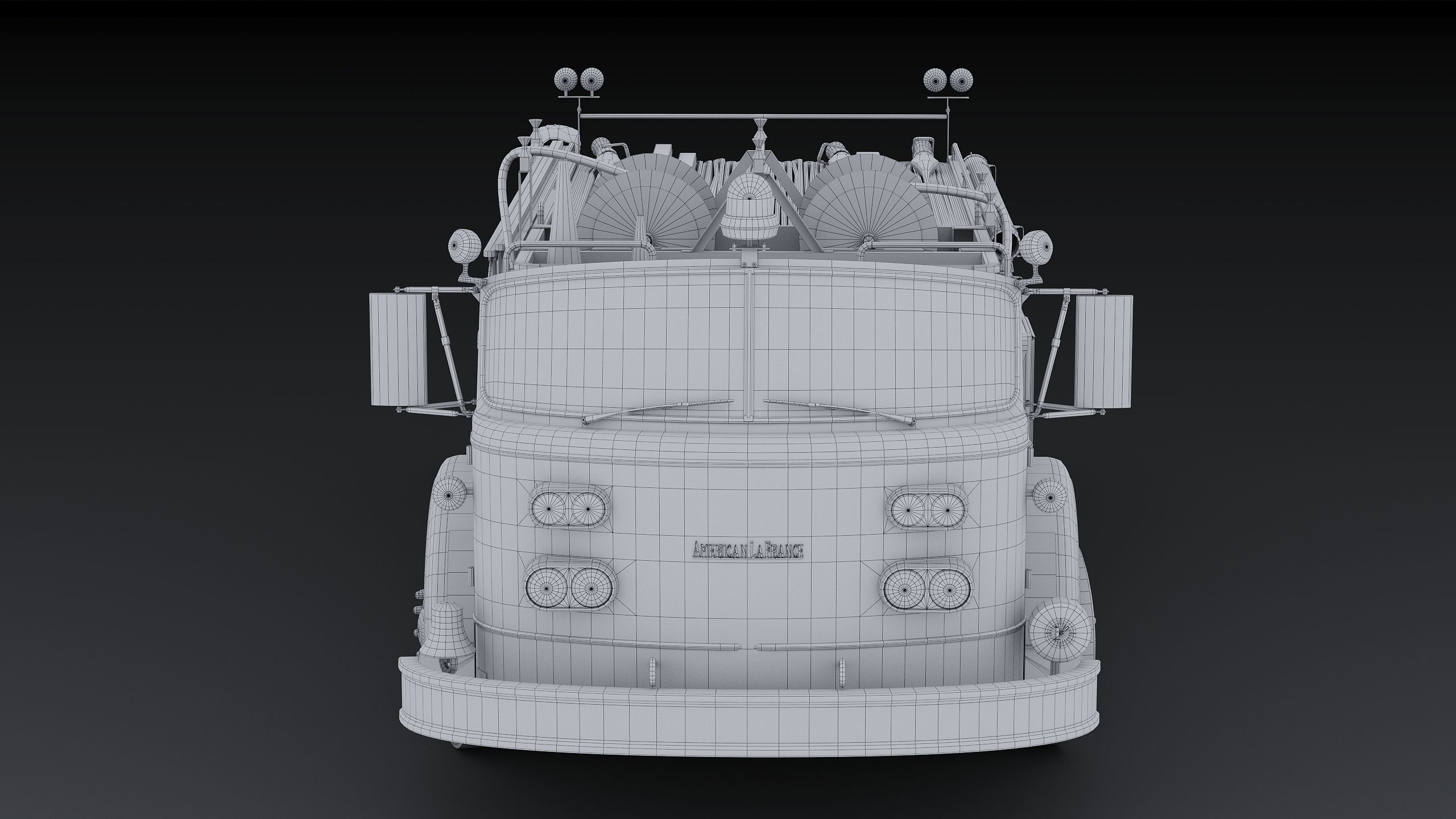 Fire truck American La France 900 Fire Engine Low-poly 3D model_35