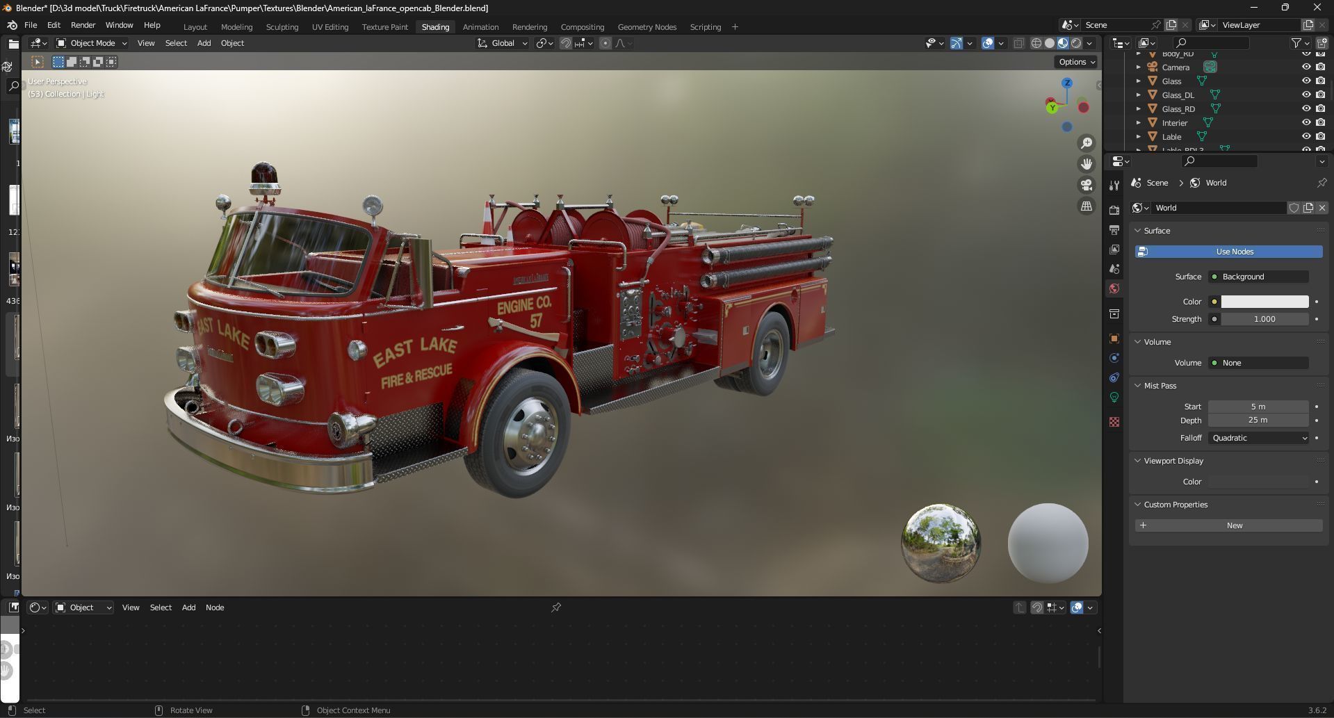 Fire truck American La France 900 Fire Engine Low-poly 3D model_40
