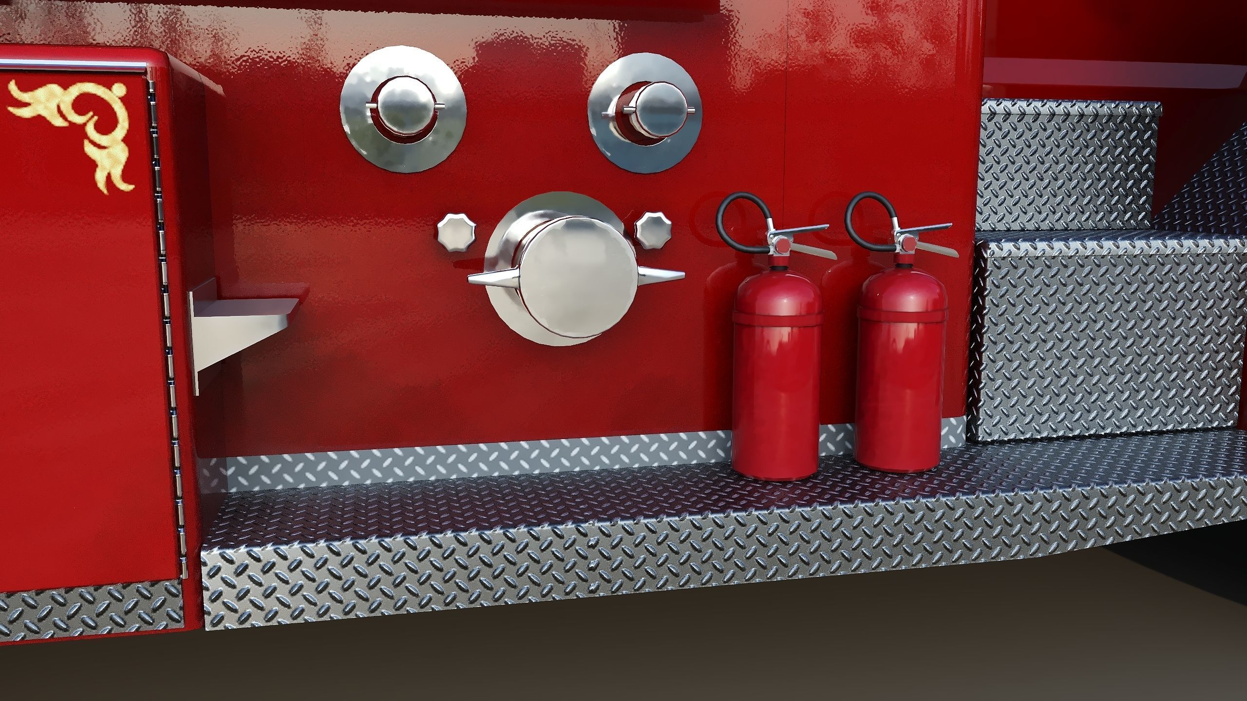 Fire truck American La France 900 Fire Engine Low-poly 3D model_22