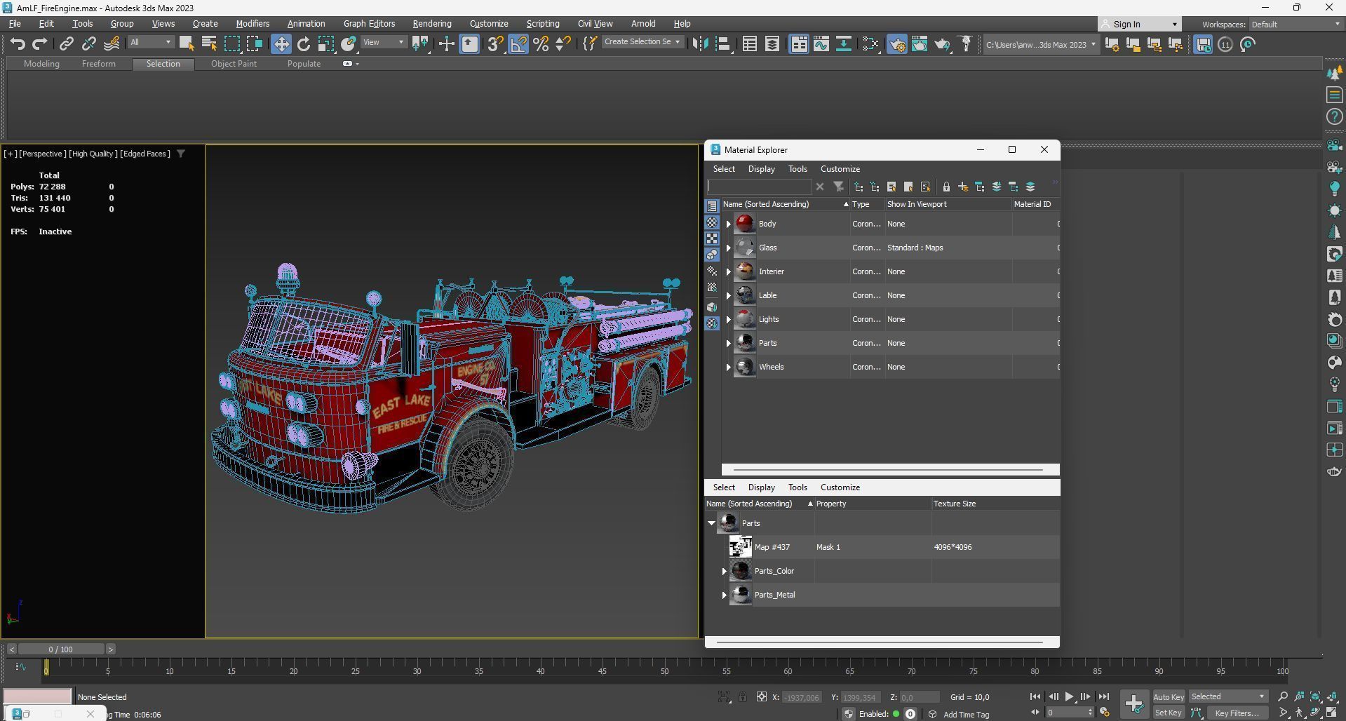 Fire truck American La France 900 Fire Engine Low-poly 3D model_38