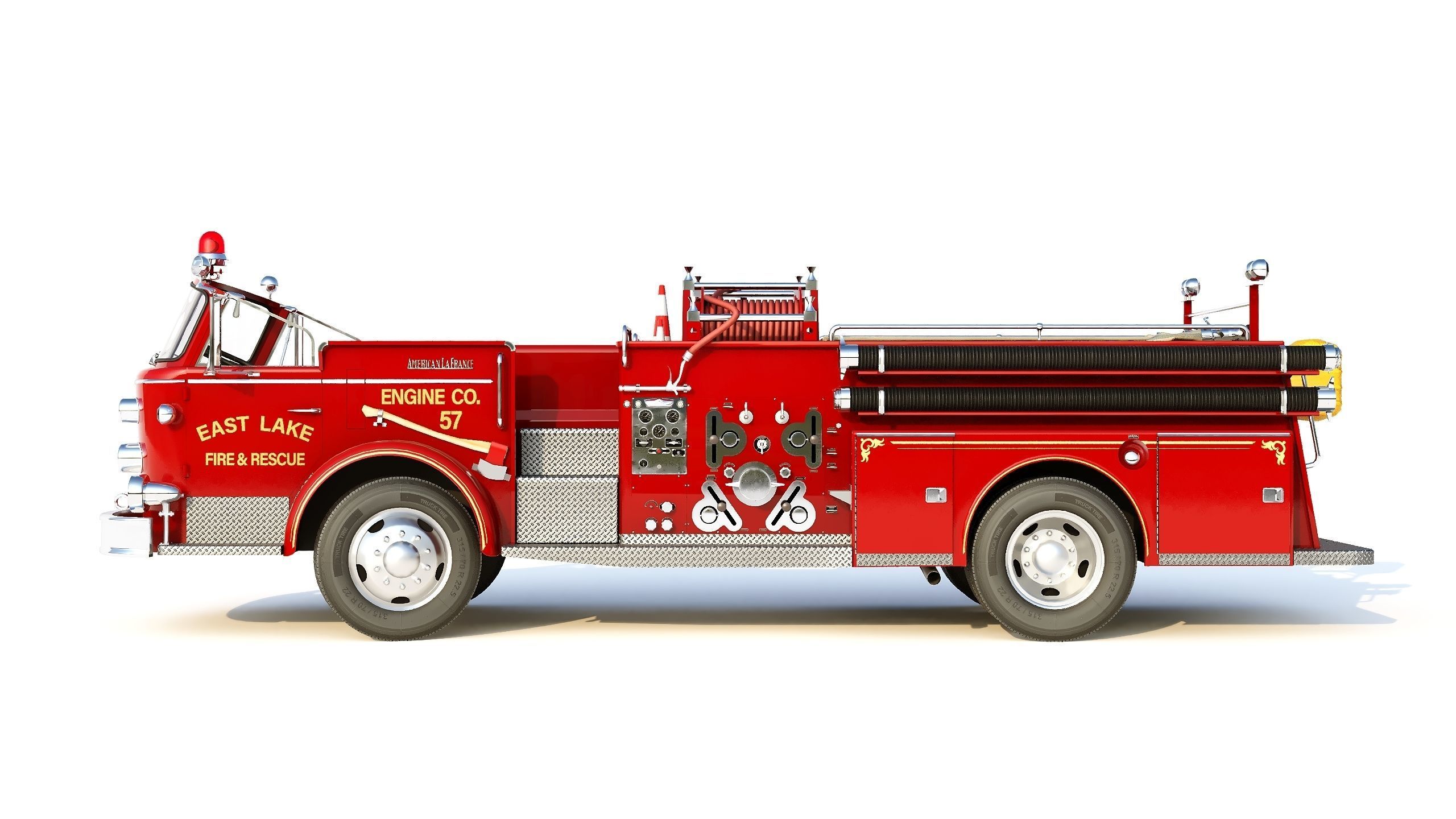 Fire truck American La France 900 Fire Engine Low-poly 3D model_27