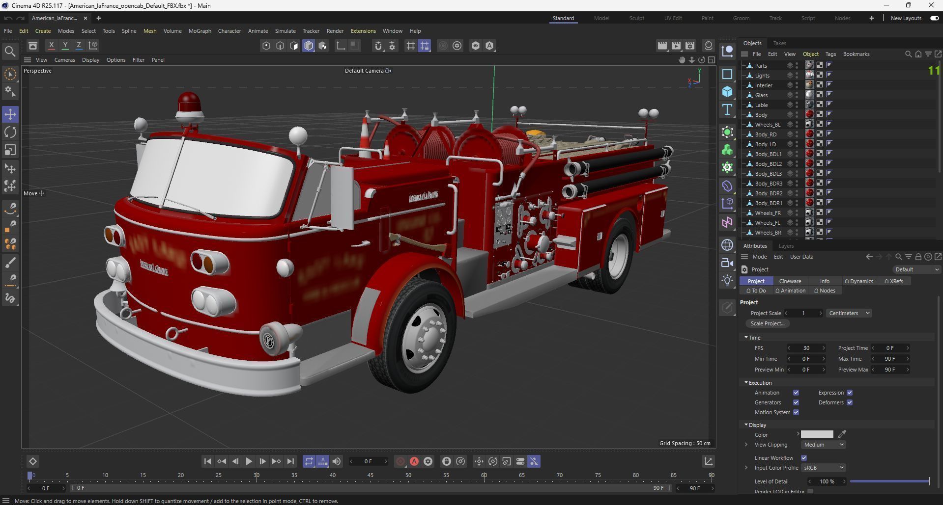 Fire truck American La France 900 Fire Engine Low-poly 3D model_41