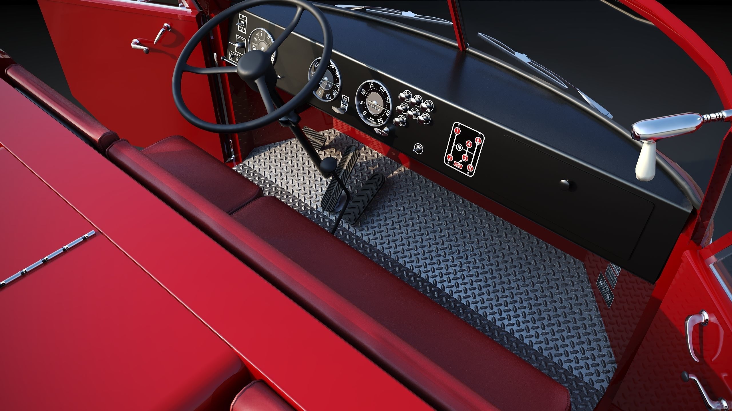 Fire truck American La France 900 Fire Engine Low-poly 3D model_19