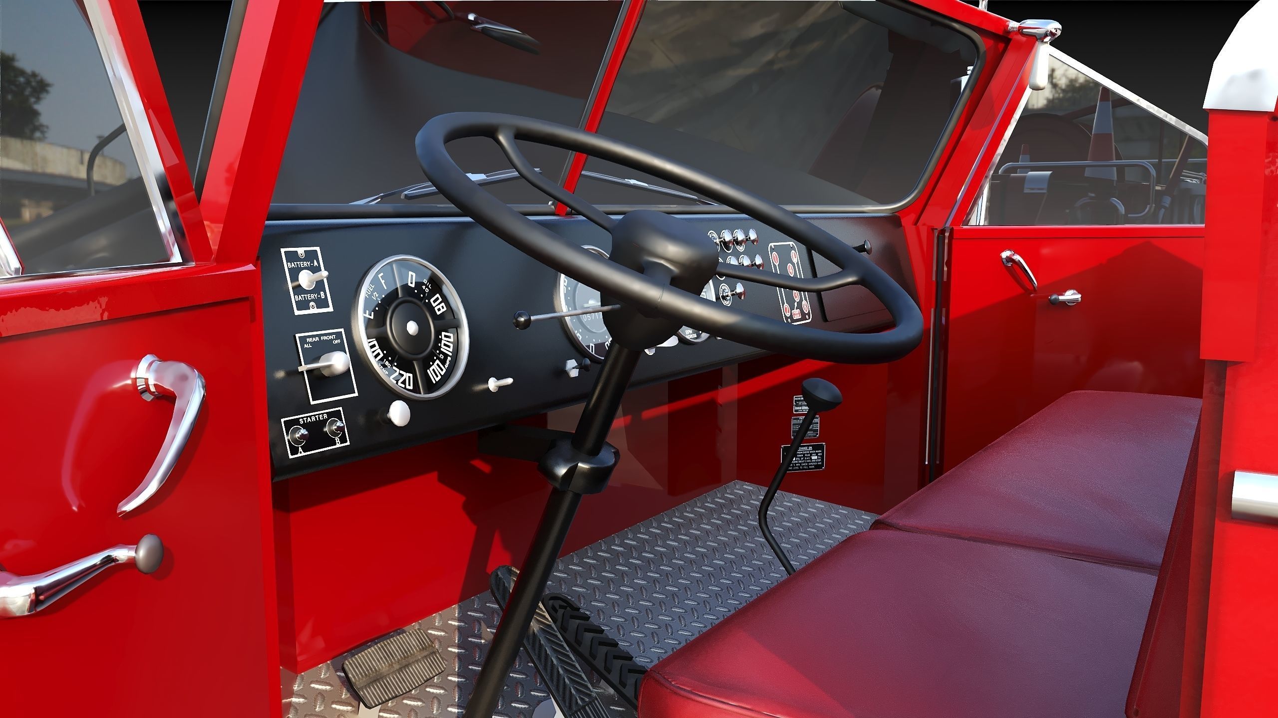 Fire truck American La France 900 Fire Engine Low-poly 3D model_17