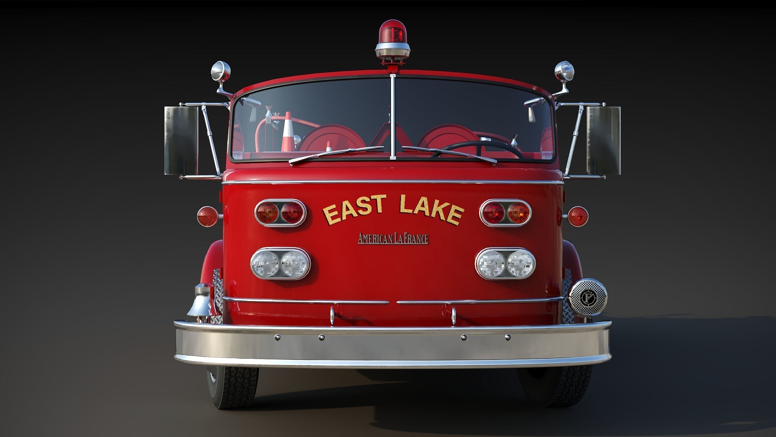 Fire truck American La France 900 Fire Engine Low-poly 3D model_13