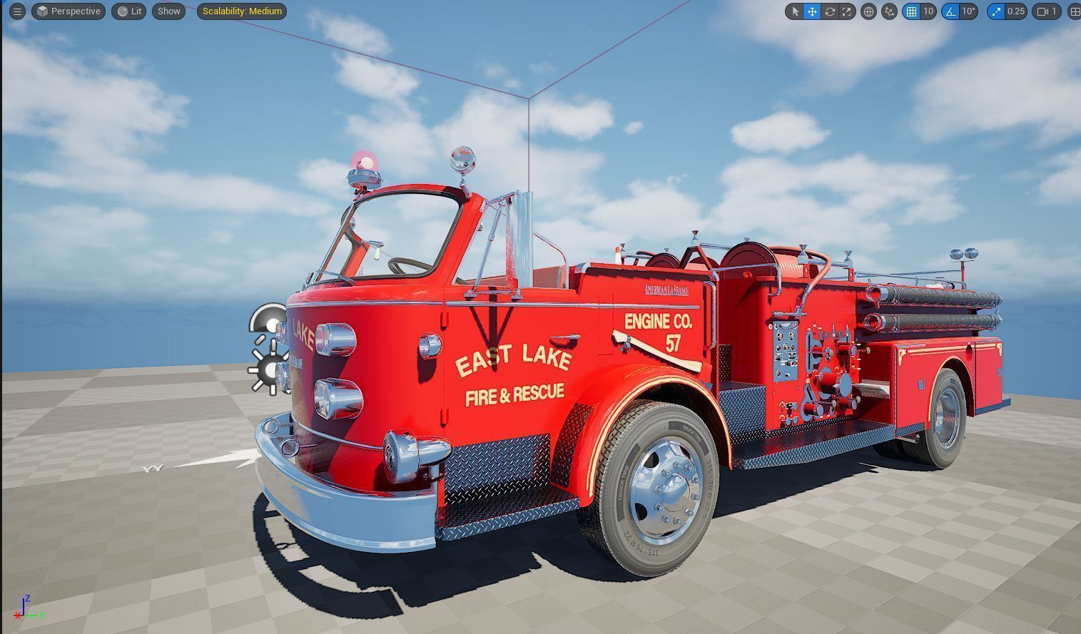 Fire truck American La France 900 Fire Engine Low-poly 3D model_42