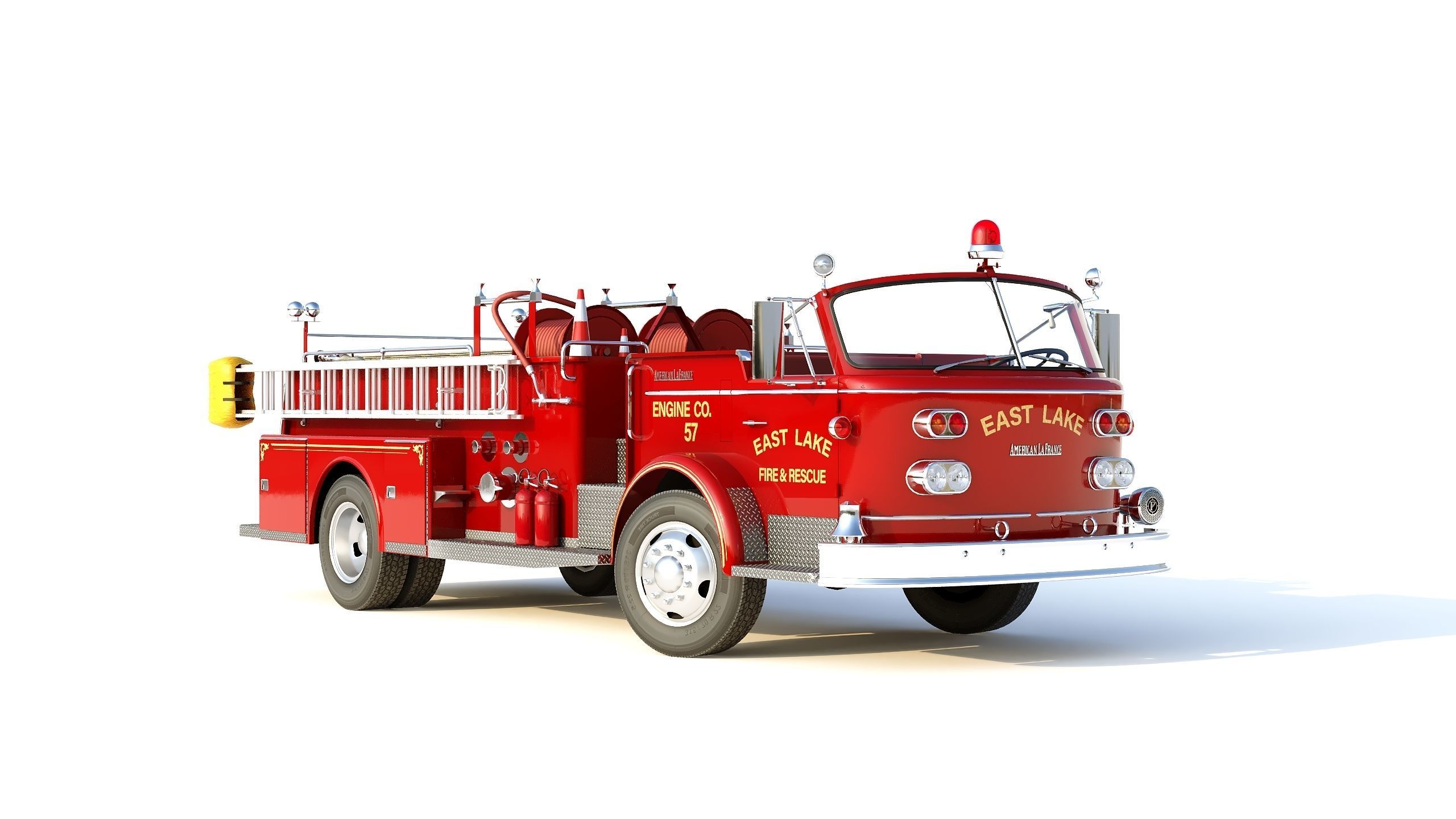 Fire truck American La France 900 Fire Engine Low-poly 3D model_26
