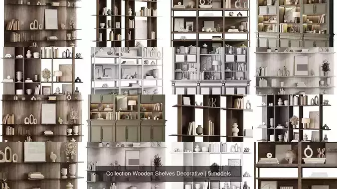 Collection Wooden Shelves Decorative 