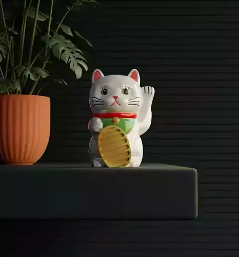 Lucky Cat Low-poly 3D model