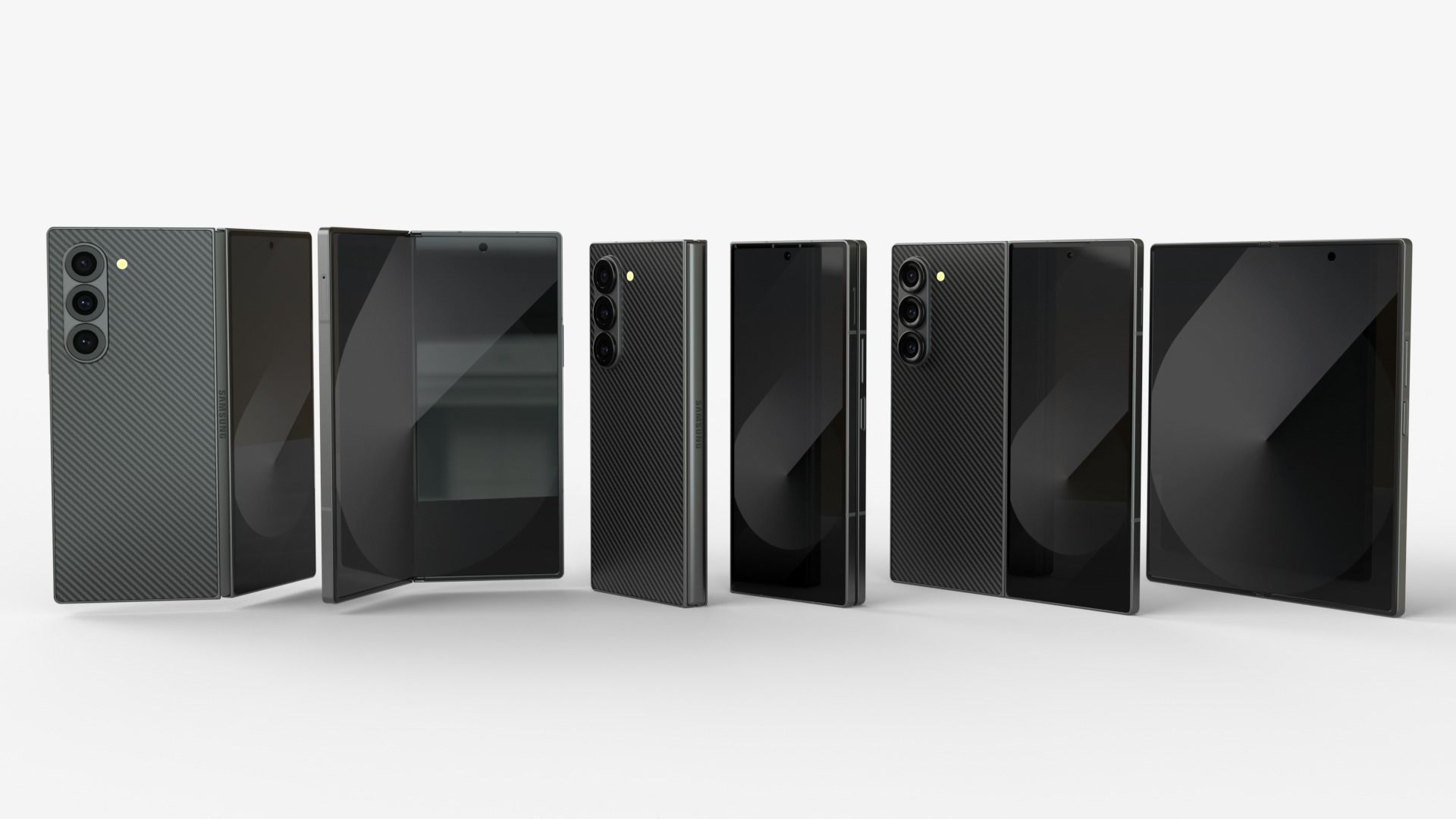 Samsung Galaxy Z Fold 6 Black with pencil 3D model_2