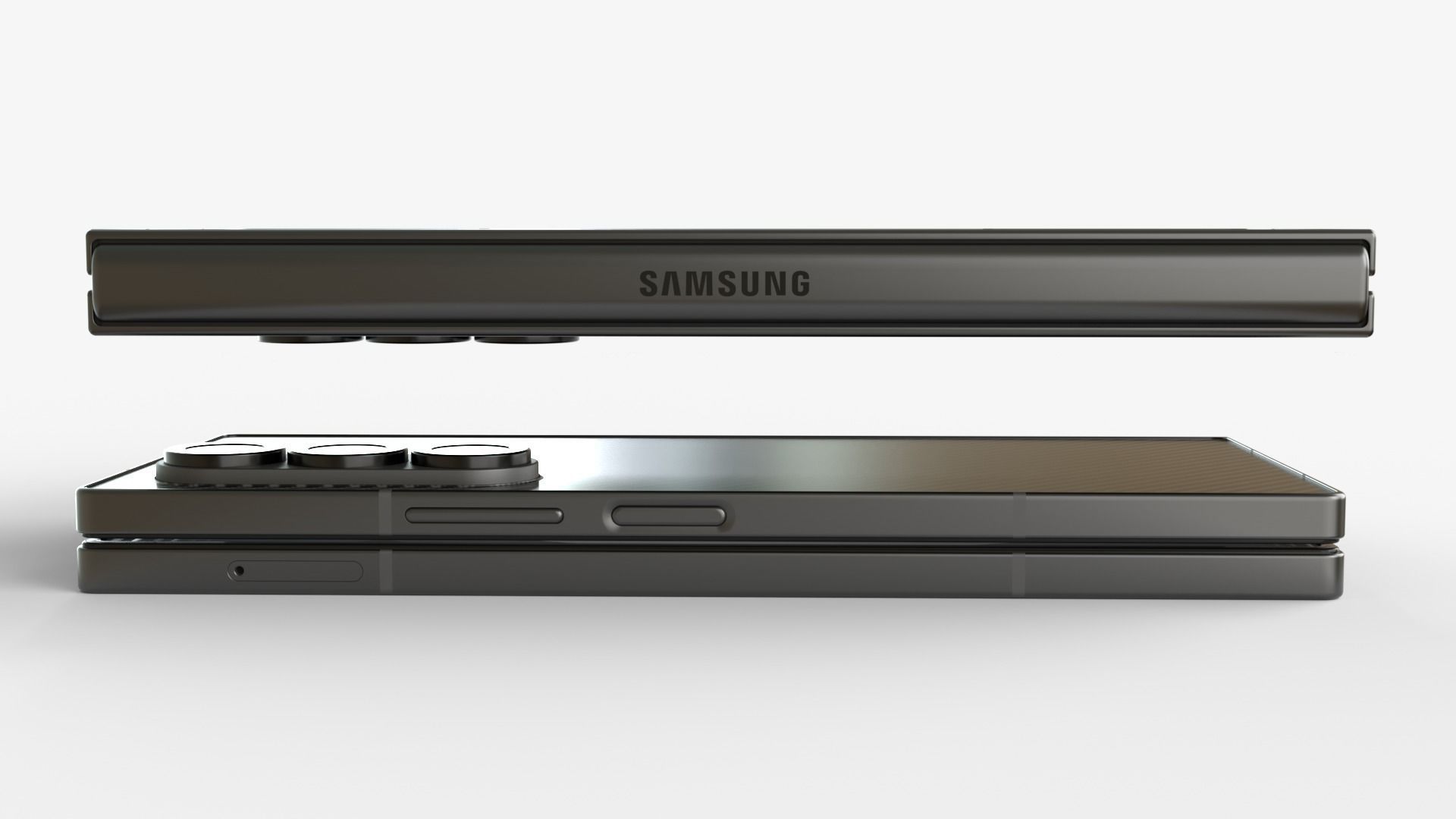 Samsung Galaxy Z Fold 6 Black with pencil 3D model_5