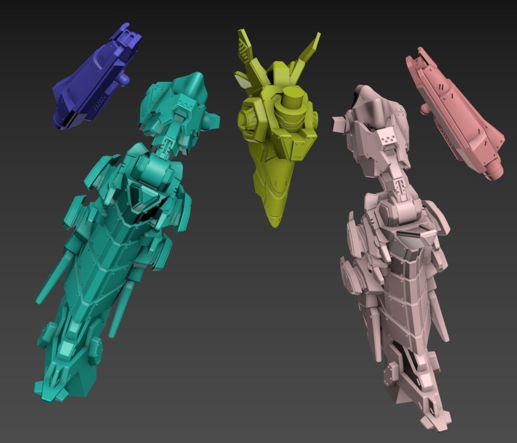 Wired Mech Static 100mm Set 3D print model_12