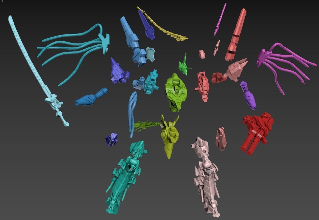 Wired Mech Static 100mm Set 3D print model_7