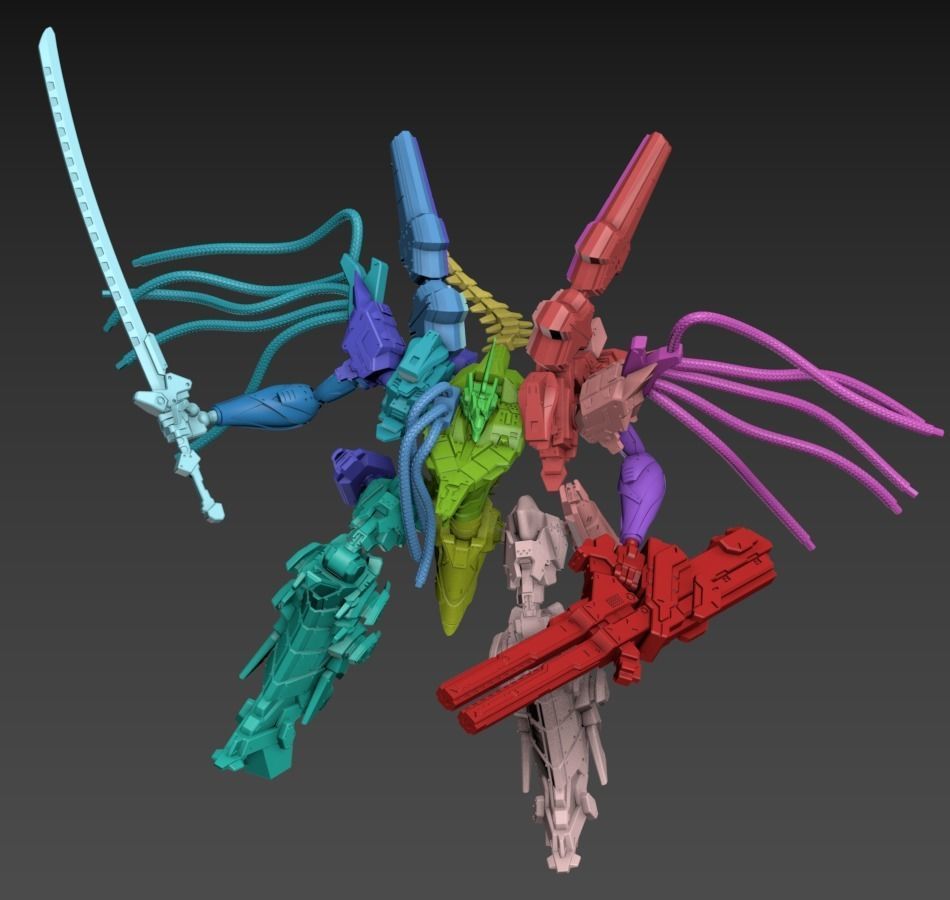 Wired Mech Static 100mm Set 3D print model_5