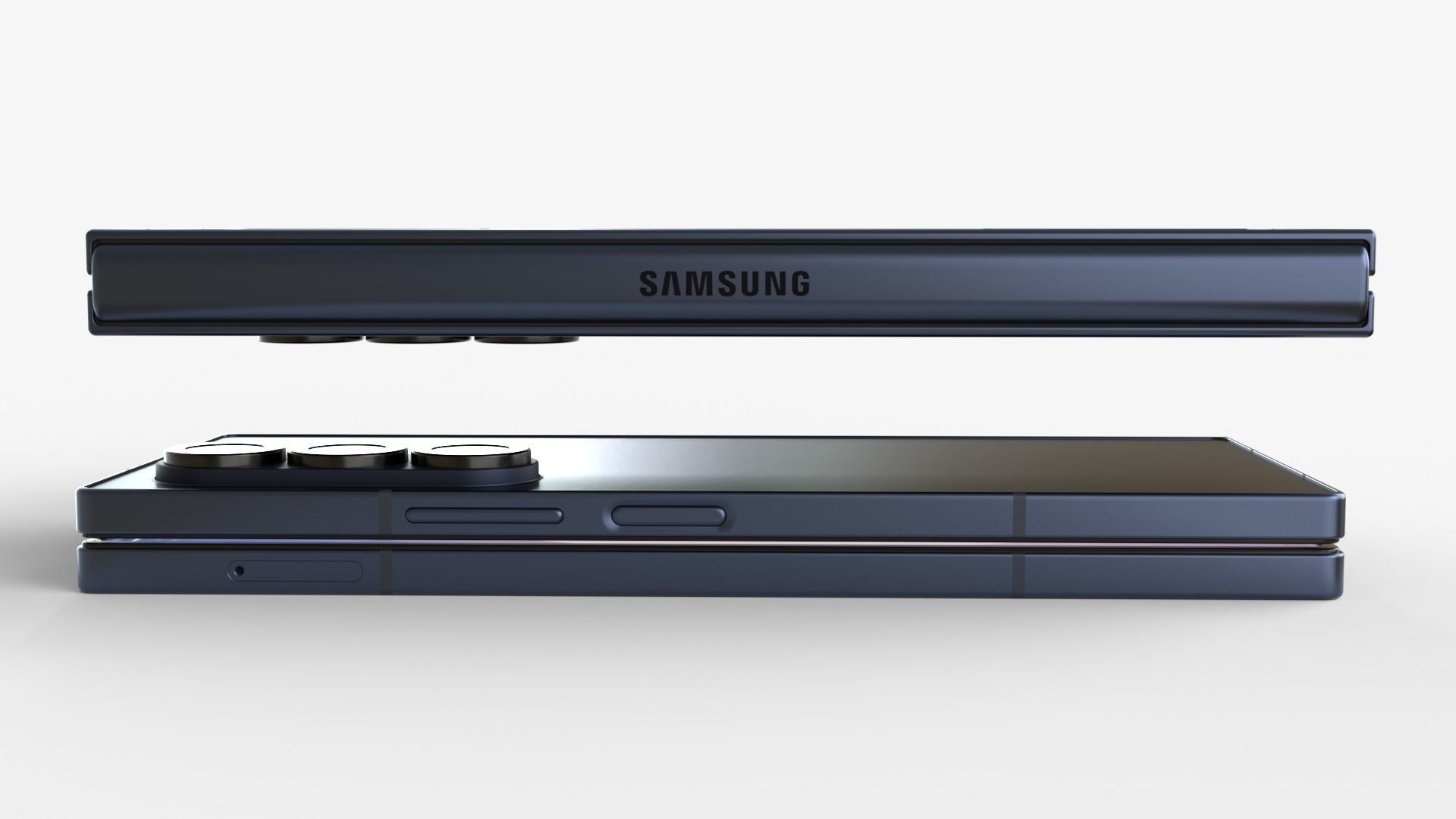 Samsung Galaxy Z Fold 6 Navy with pencil 3D model_5