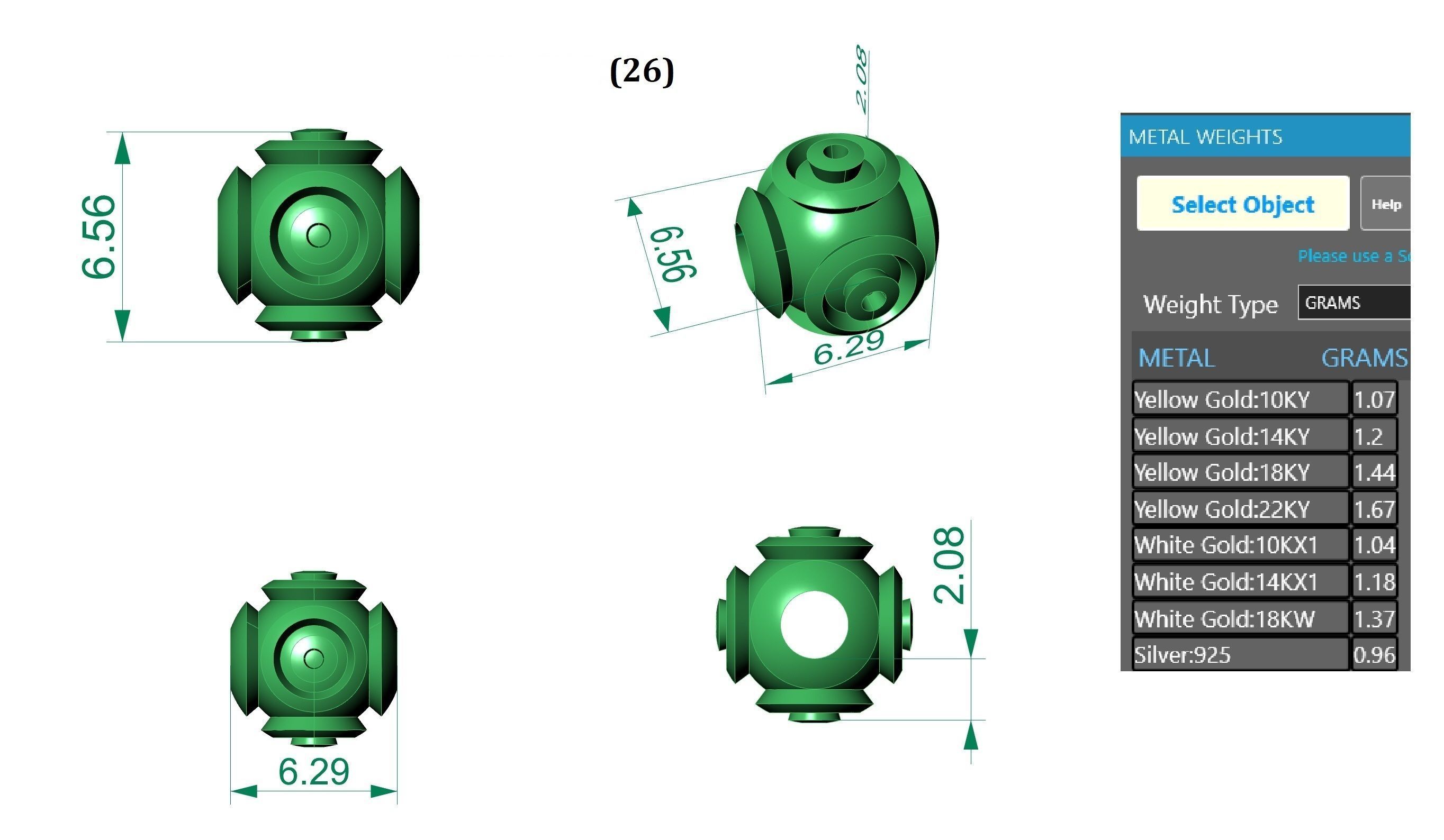 Beads Ball Light Charm Pendant Necklace 3D print model_3