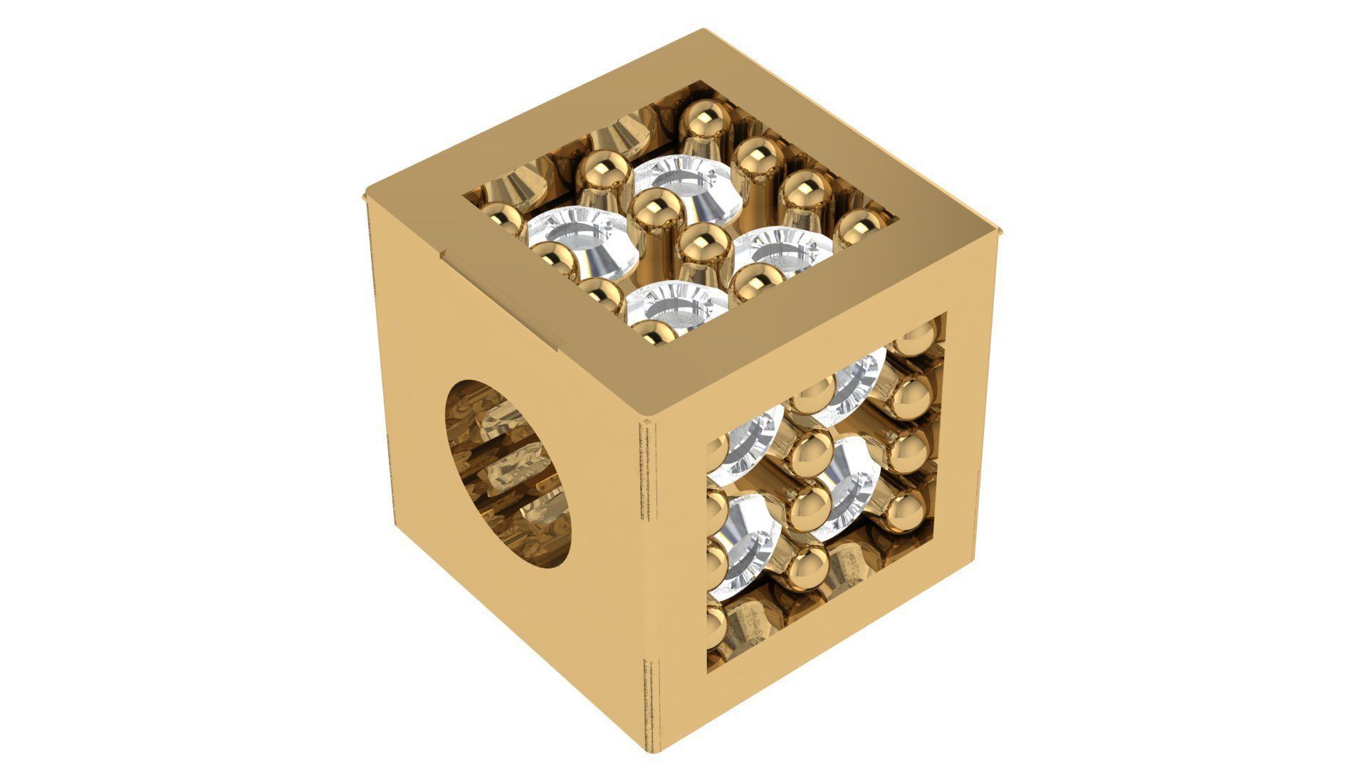 Cube Beads Charm Pendant Necklace 3D print model_2