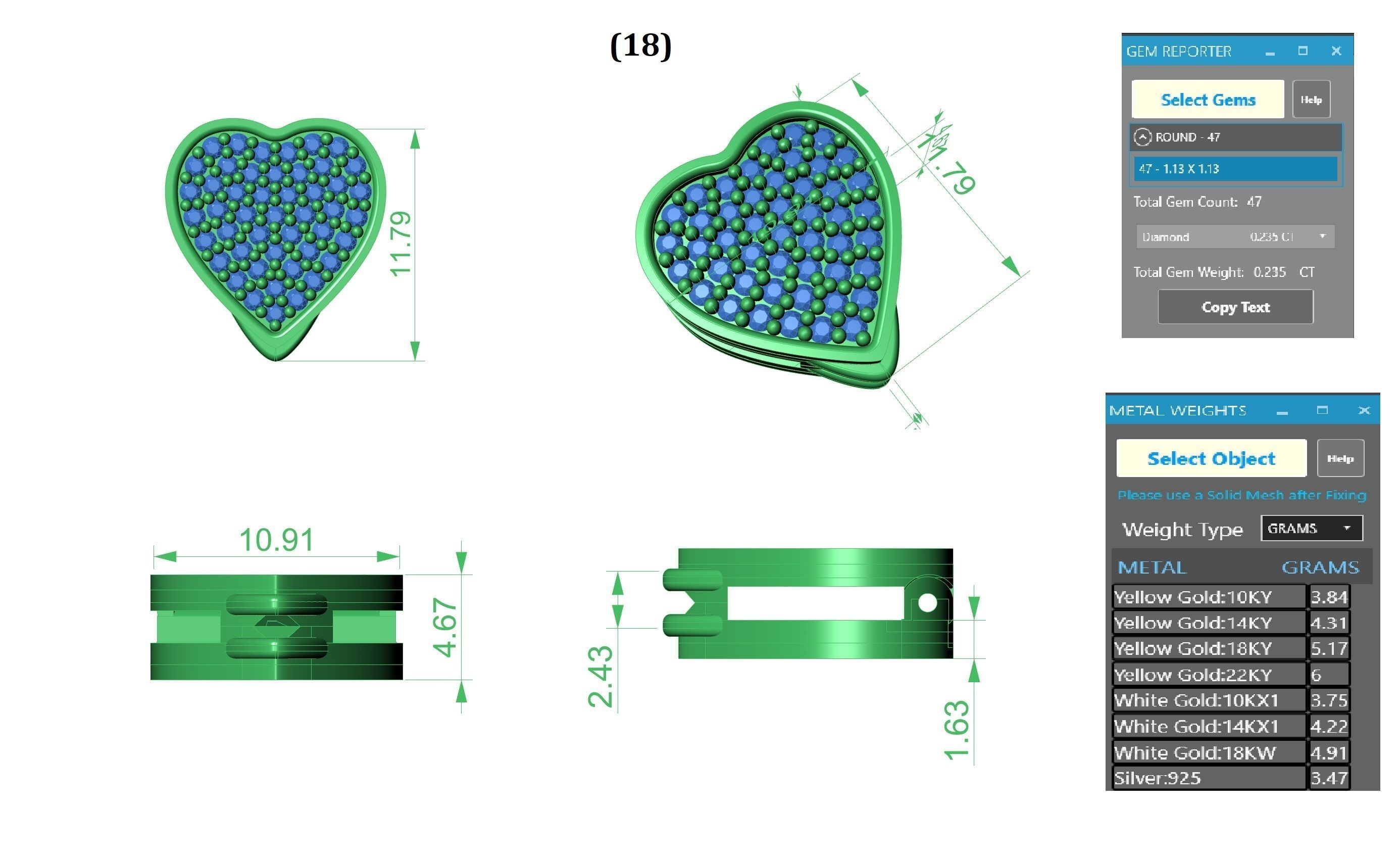 Heart Love Valentine Charm Pendant Necklace 3D print model_3
