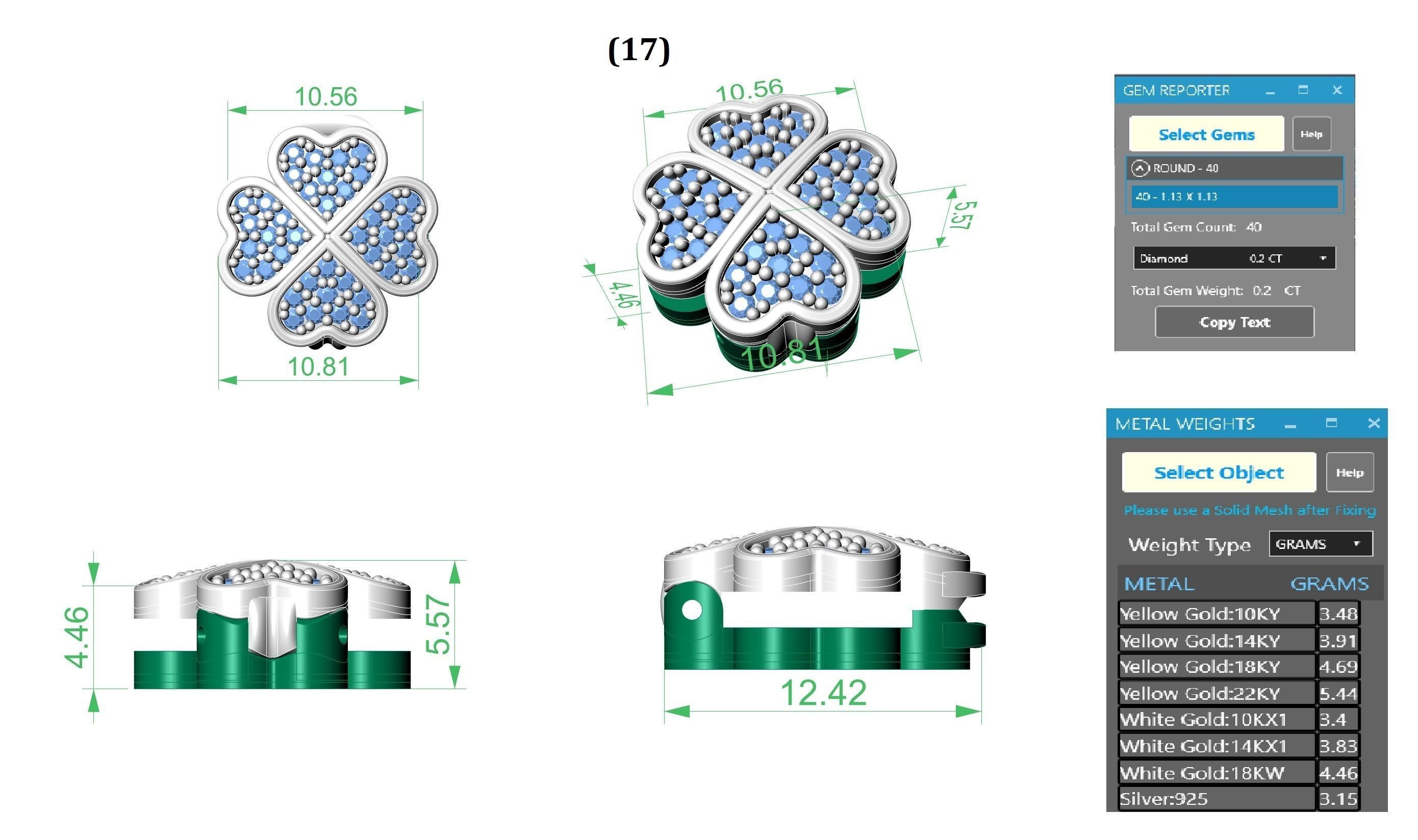 Flower Charm Pendant Necklace 3D print model_3