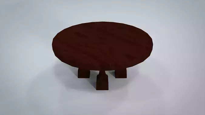 Table round wooden Free low-poly 3D model