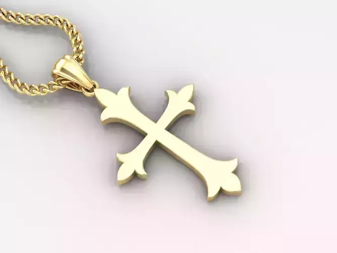 Light Gold 18K Cross Pendant 1CP049