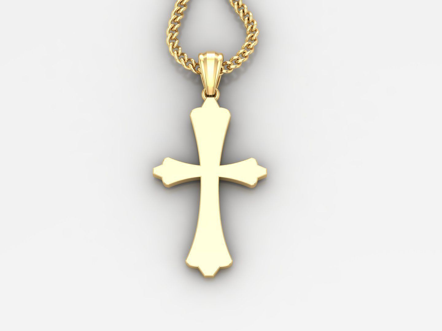 Light Gold 18K Cross Pendant 1CP043 3D print model_2