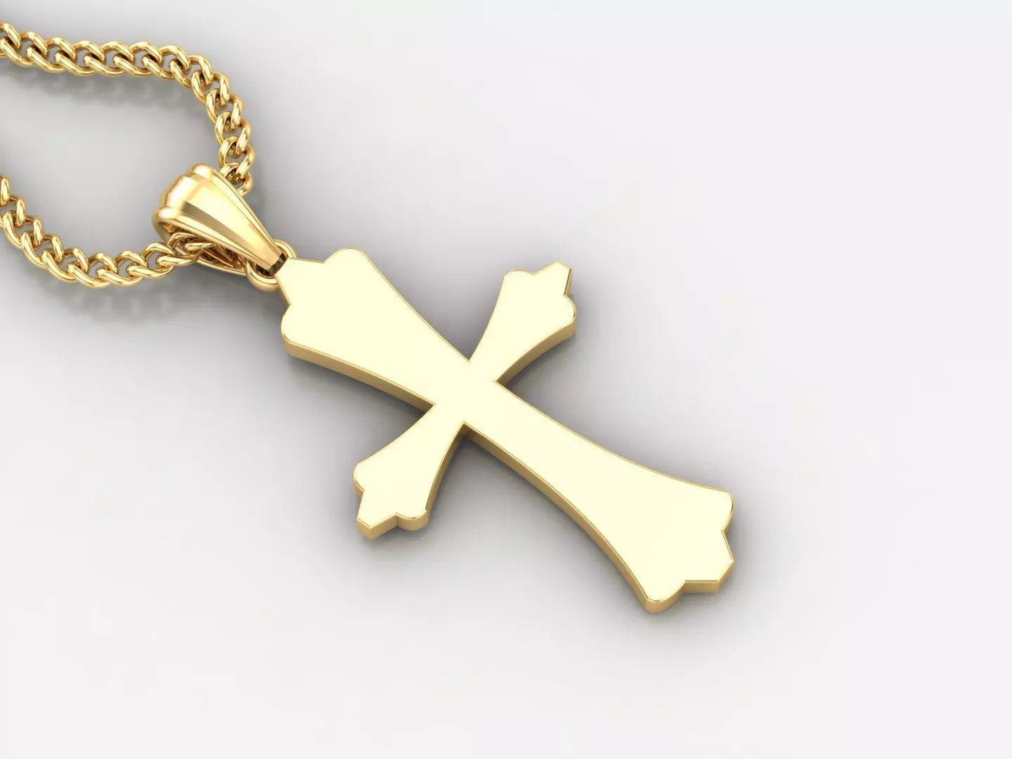 Light Gold 18K Cross Pendant 1CP043 3D print model_0
