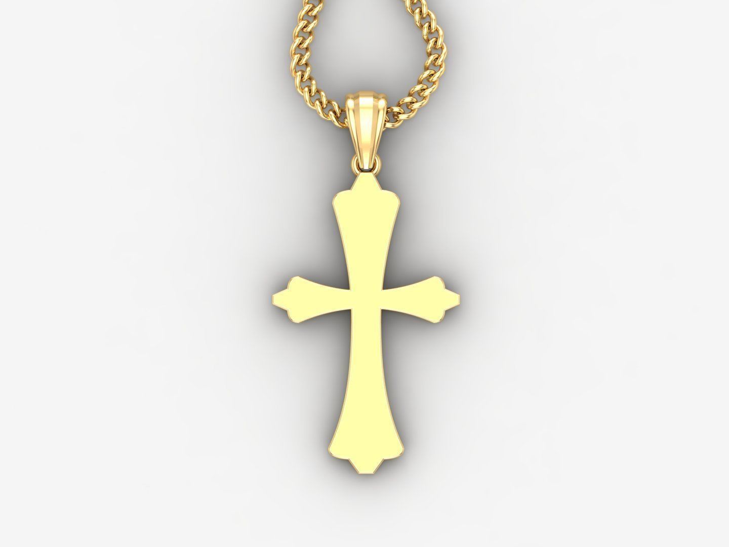 Light Gold 18K Cross Pendant 1CP043 3D print model_4