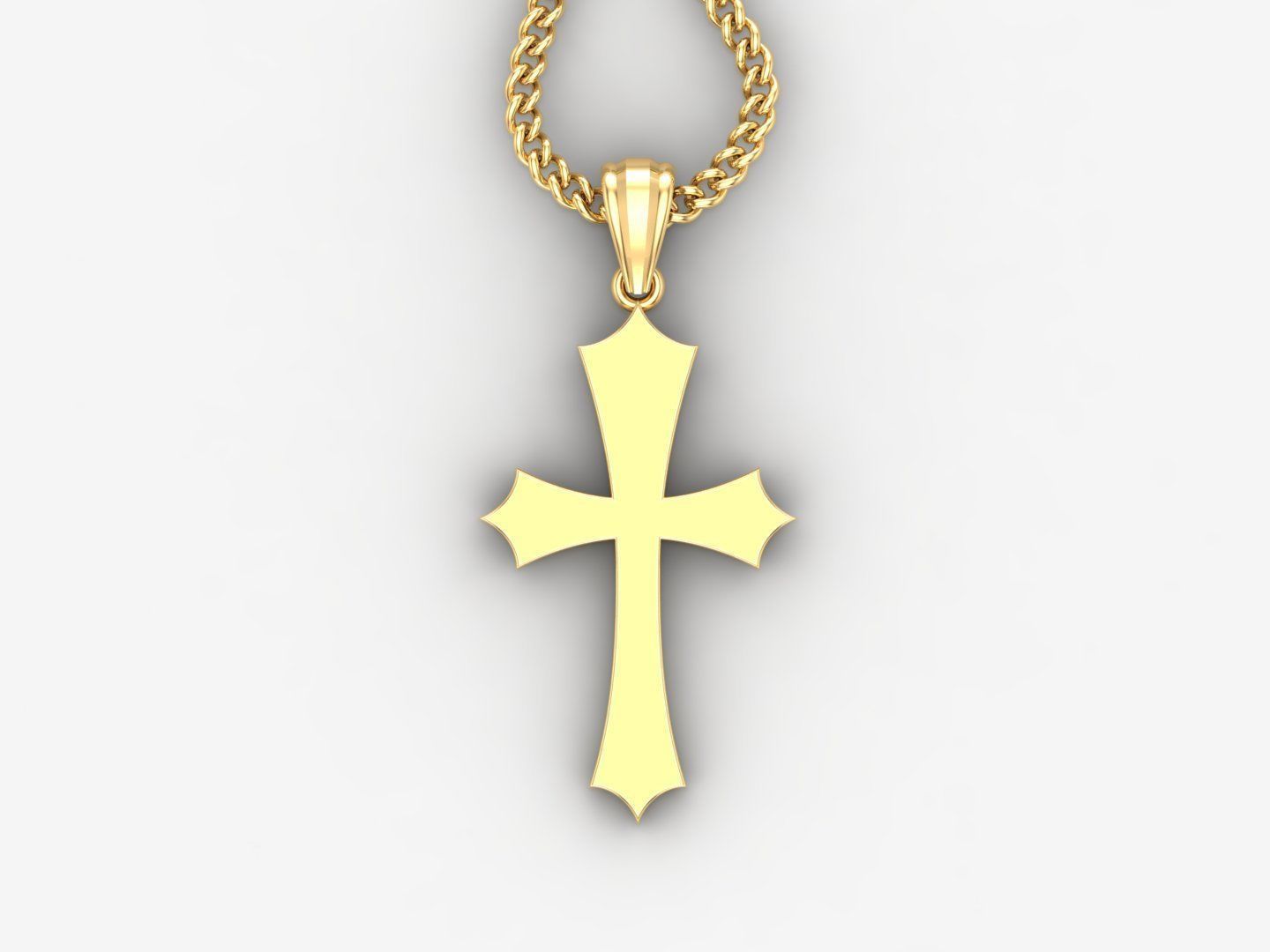 Light Gold 18K Cross Pendant 1CP039 3D print model_4