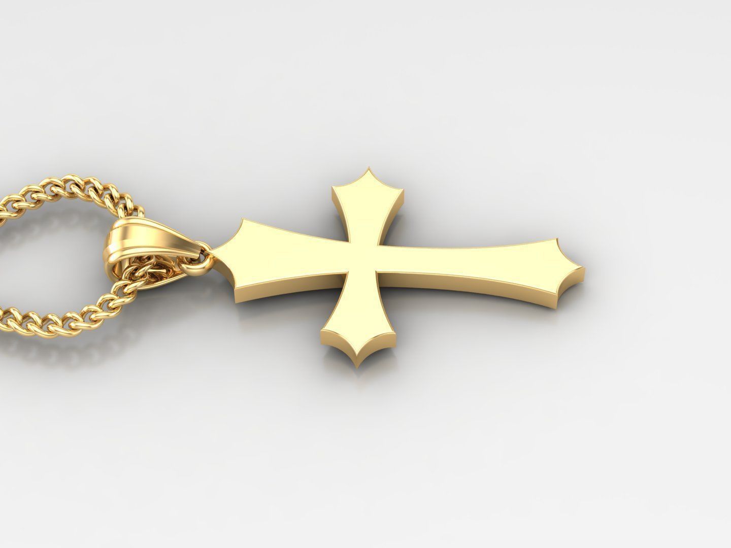 Light Gold 18K Cross Pendant 1CP039 3D print model_3