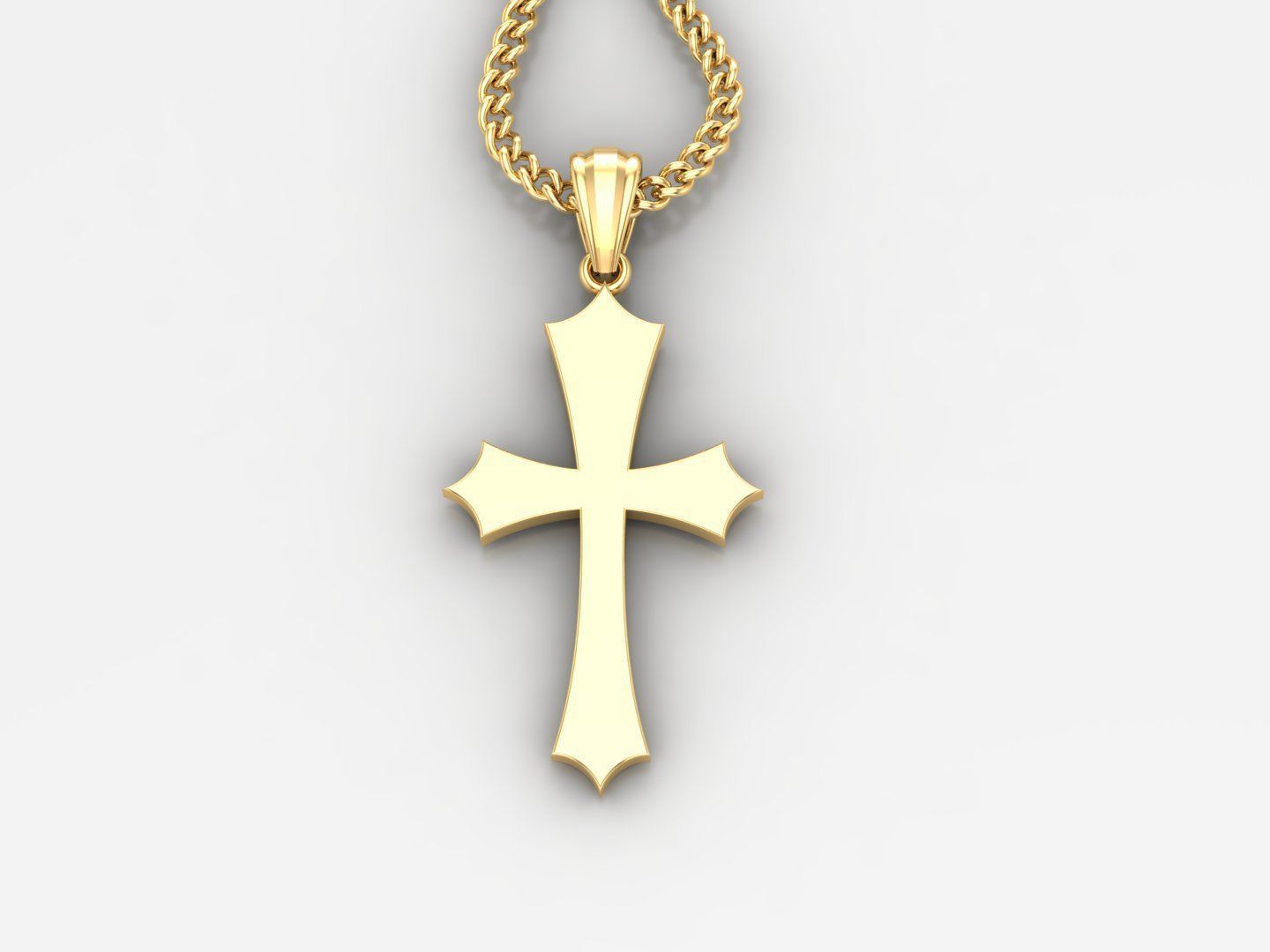 Light Gold 18K Cross Pendant 1CP039 3D print model_2