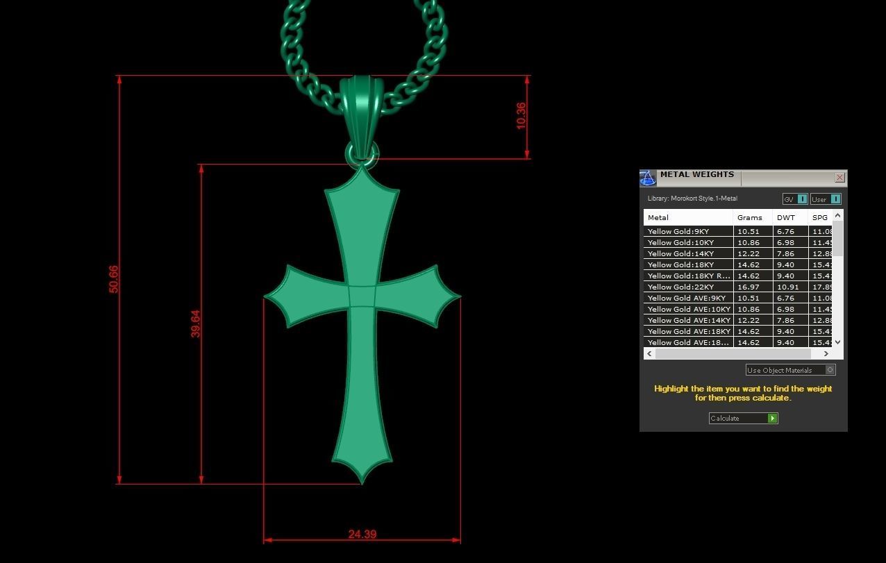 Light Gold 18K Cross Pendant 1CP039 3D print model_1