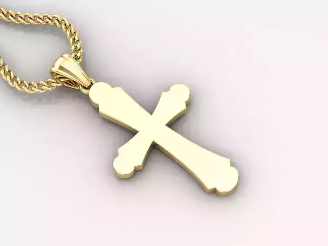 Light Gold 18K Cross Pendant 1CP038