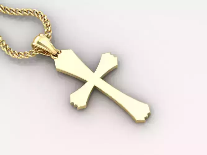 Light Gold 18K Cross Pendant 1CP036