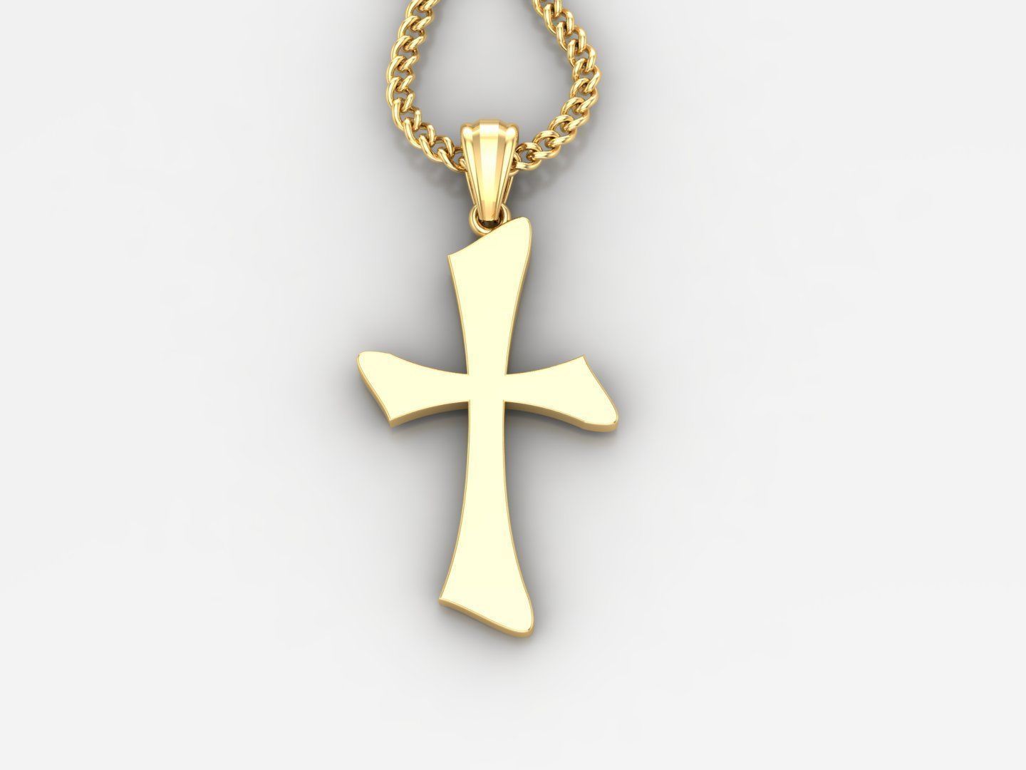 Light Gold 18K Cross Pendant 1CP034 3D print model_2