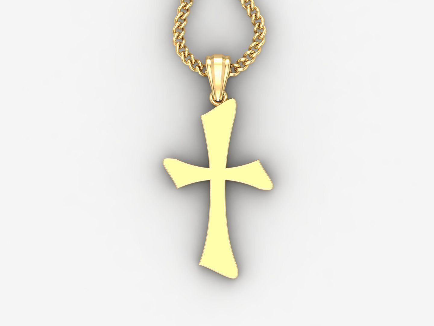 Light Gold 18K Cross Pendant 1CP034 3D print model_4