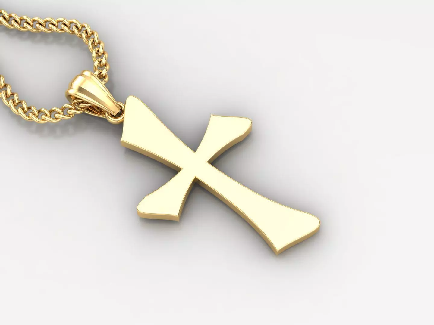 Light Gold 18K Cross Pendant 1CP034 3D print model_0