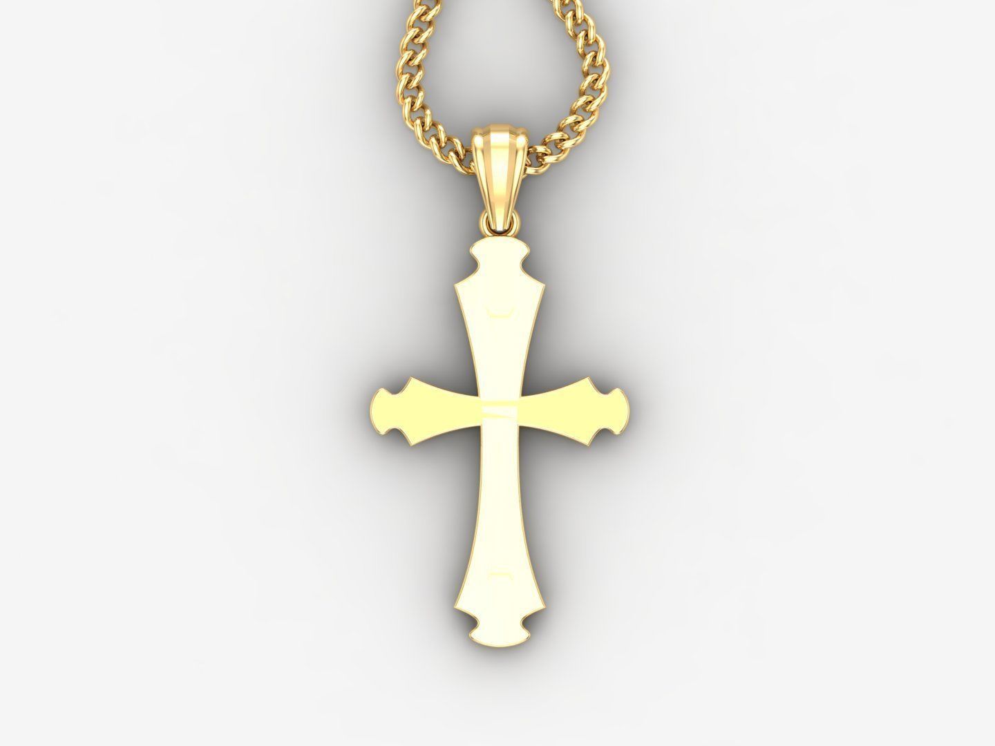 Light Gold 18K Cross Pendant 1CP033 3D print model_4