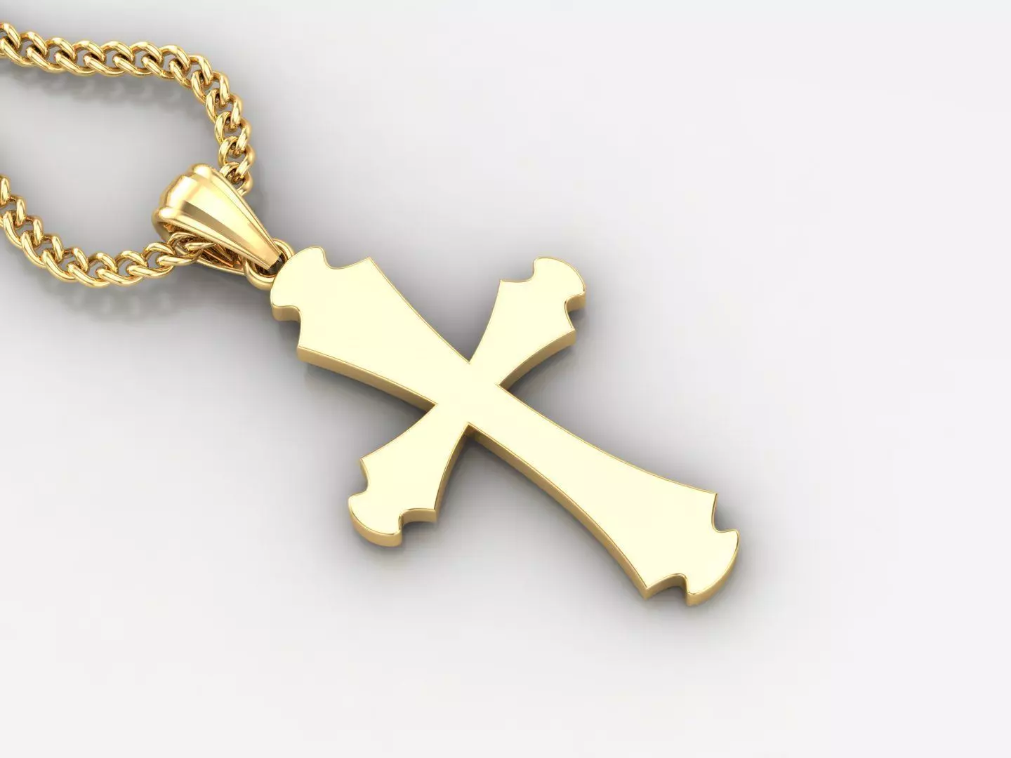 Light Gold 18K Cross Pendant 1CP033 3D print model_0
