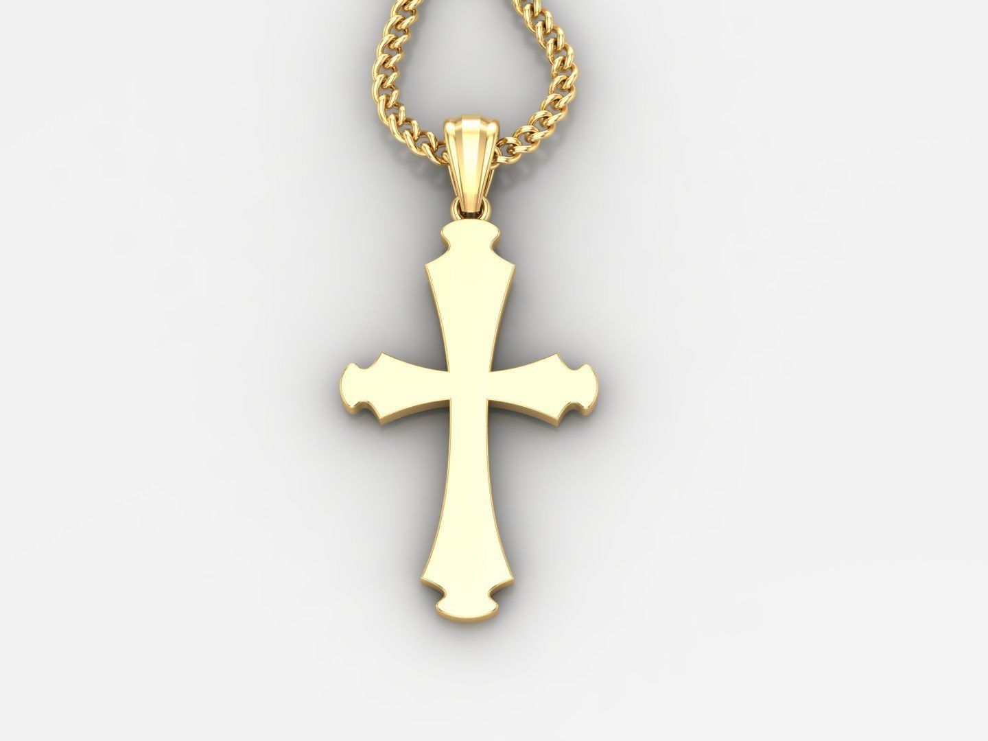 Light Gold 18K Cross Pendant 1CP033 3D print model_2