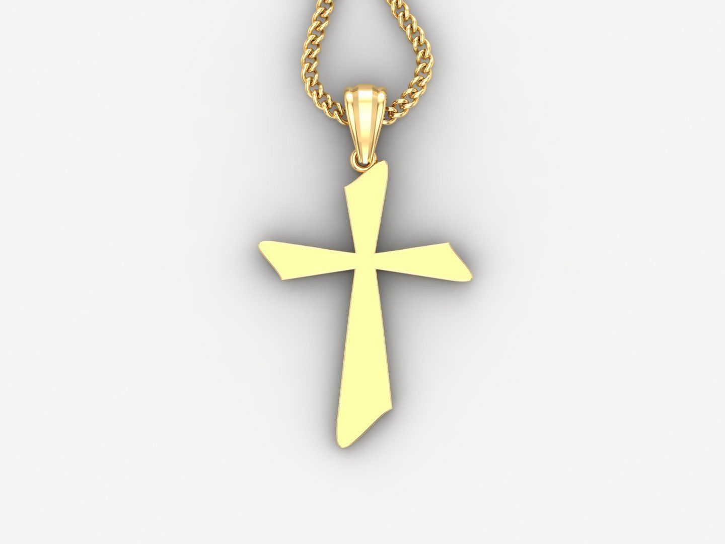 Light Gold 18K Cross Pendant 1CP024 3D print model_4