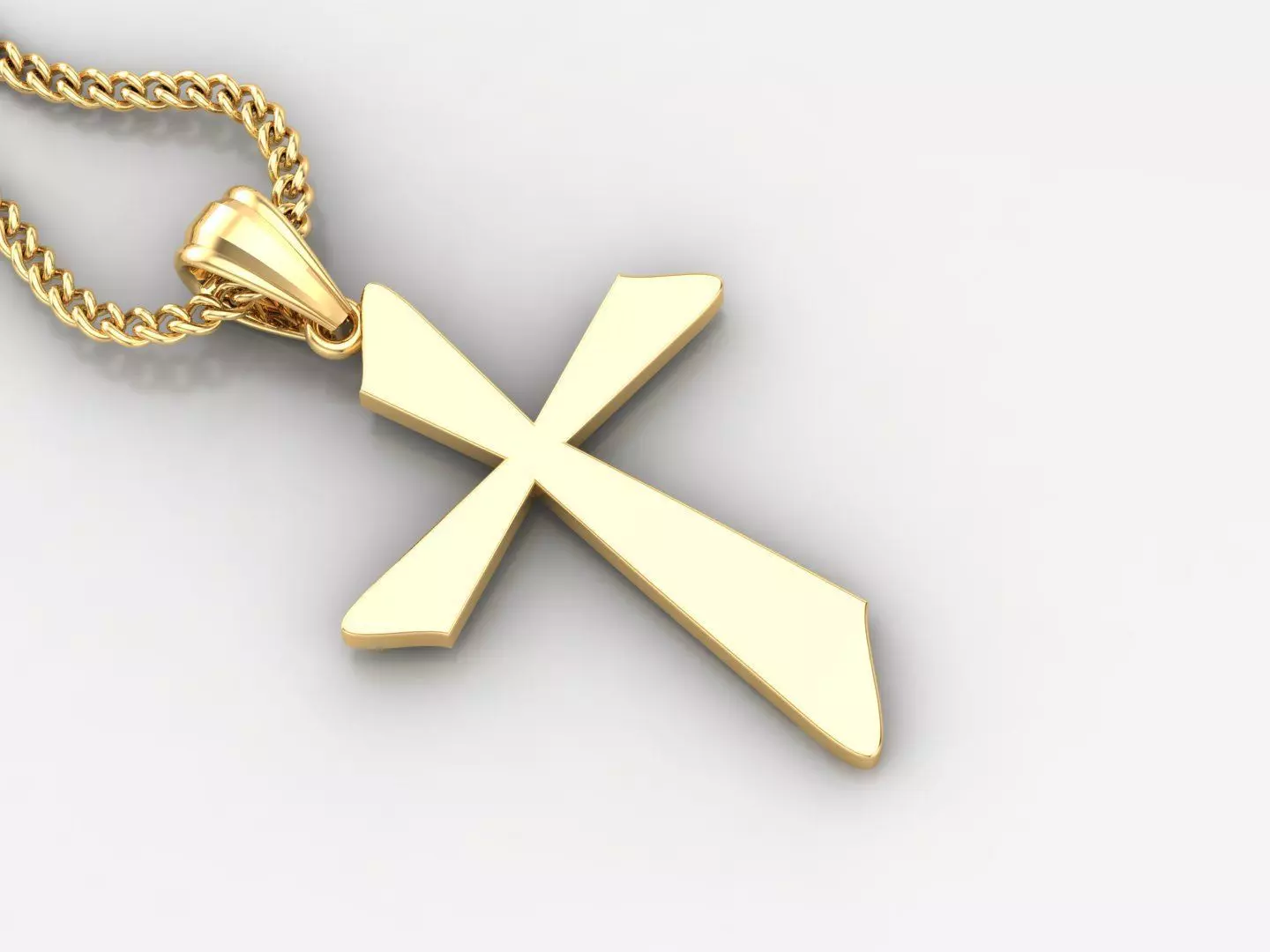 Light Gold 18K Cross Pendant 1CP024 3D print model_0