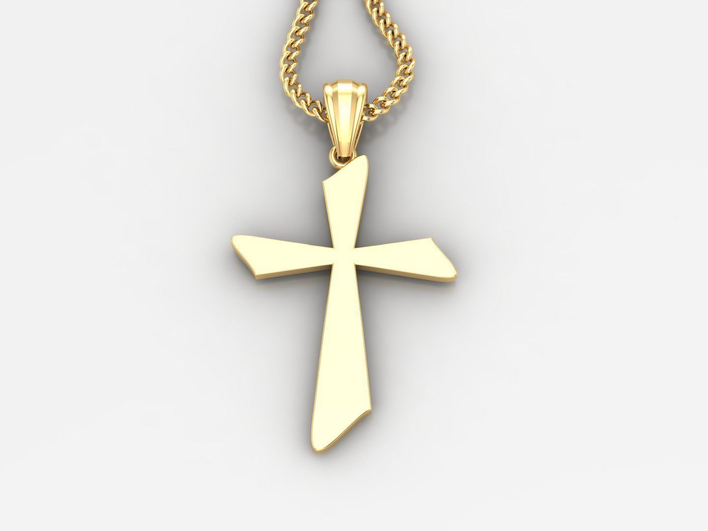 Light Gold 18K Cross Pendant 1CP024 3D print model_2