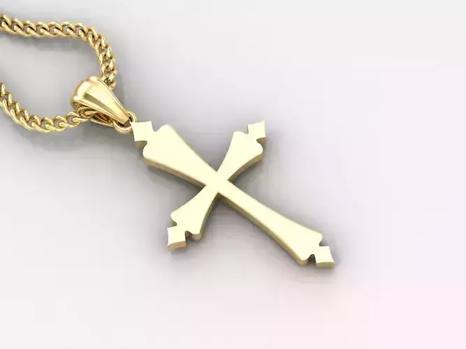Light Gold 18K Cross Pendant 1CP018 3D print model