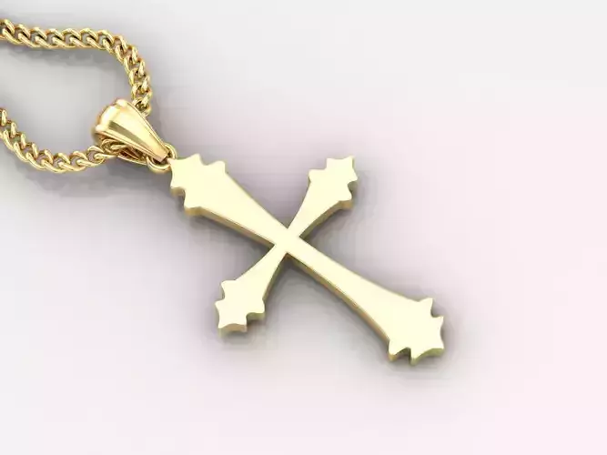 Light Gold 18K Cross Pendant 1CP016 3D print model