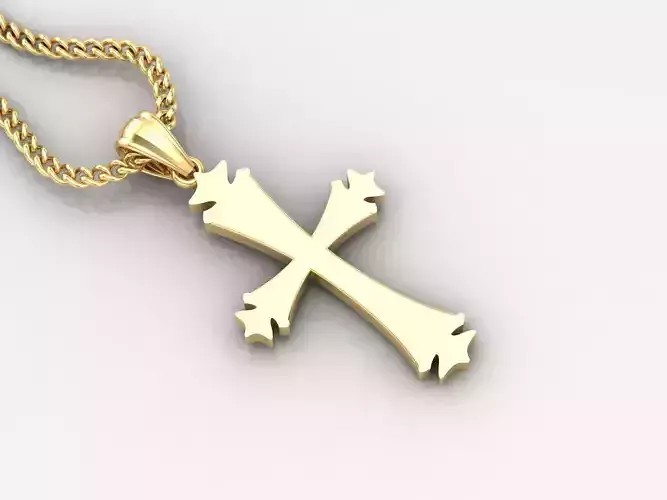 Light Gold 18K Cross Pendant 1CP007 3D print model