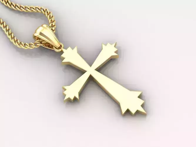 Light Gold 18K Cross Pendant 1CP004 3D print model