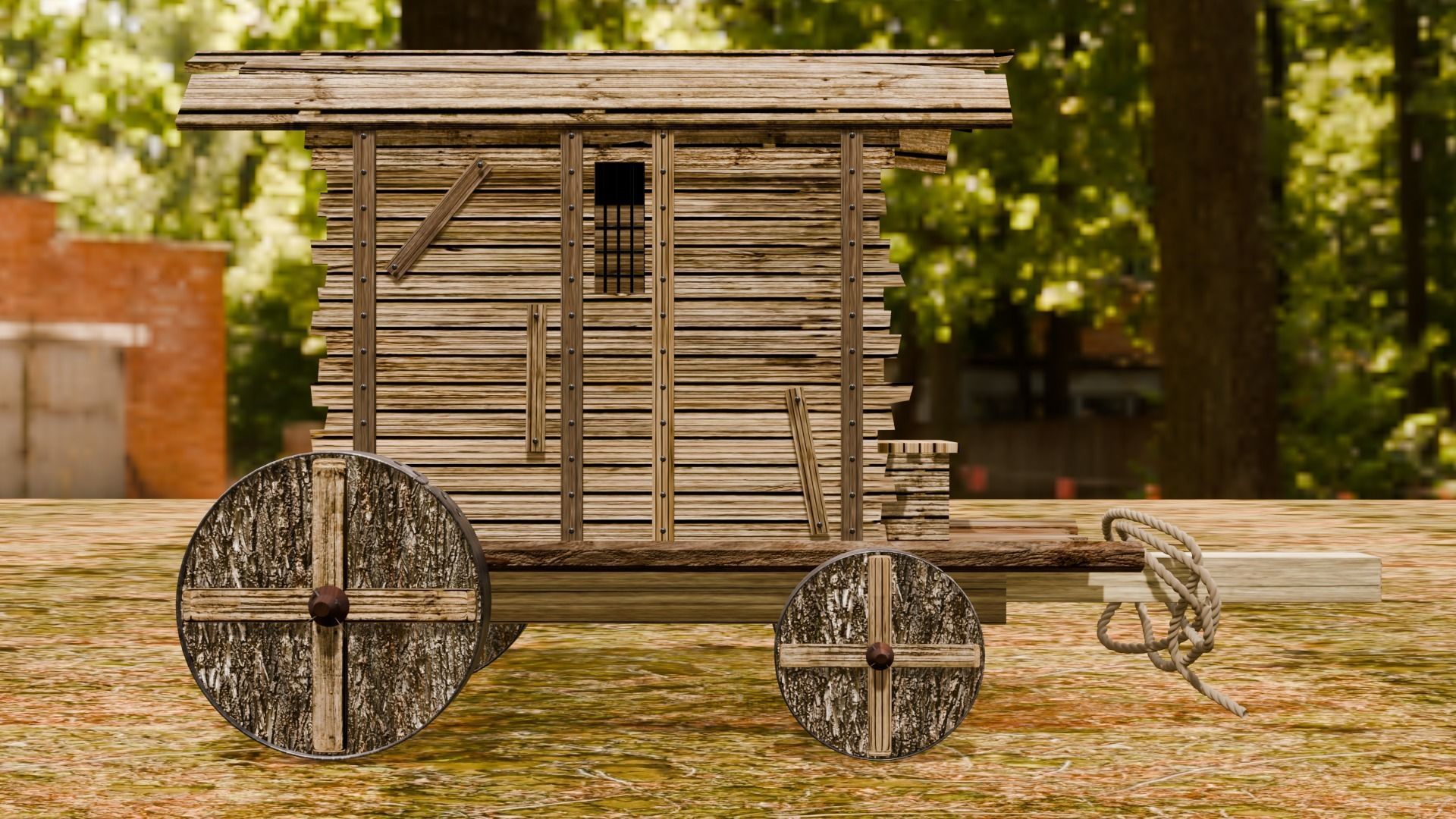 MEDIEVAL PRISON WAGON 3D model_5