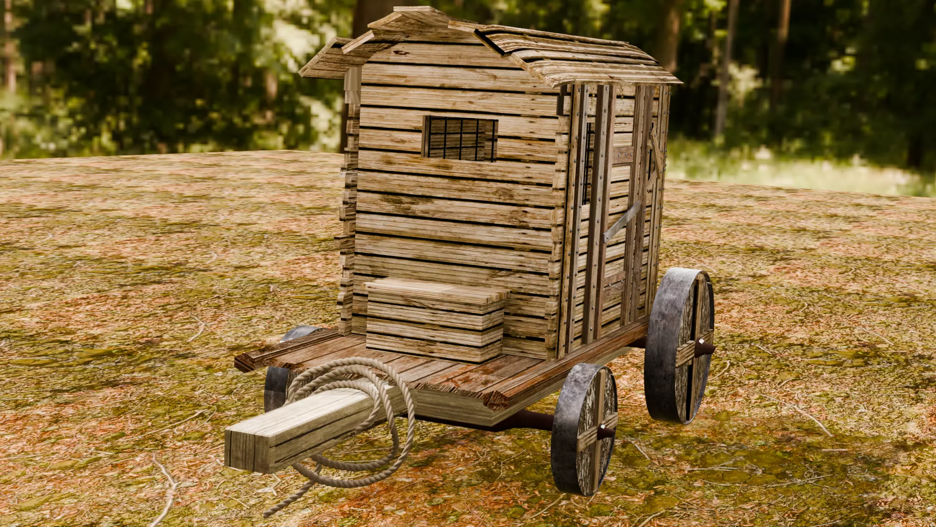 MEDIEVAL PRISON WAGON 3D model_0