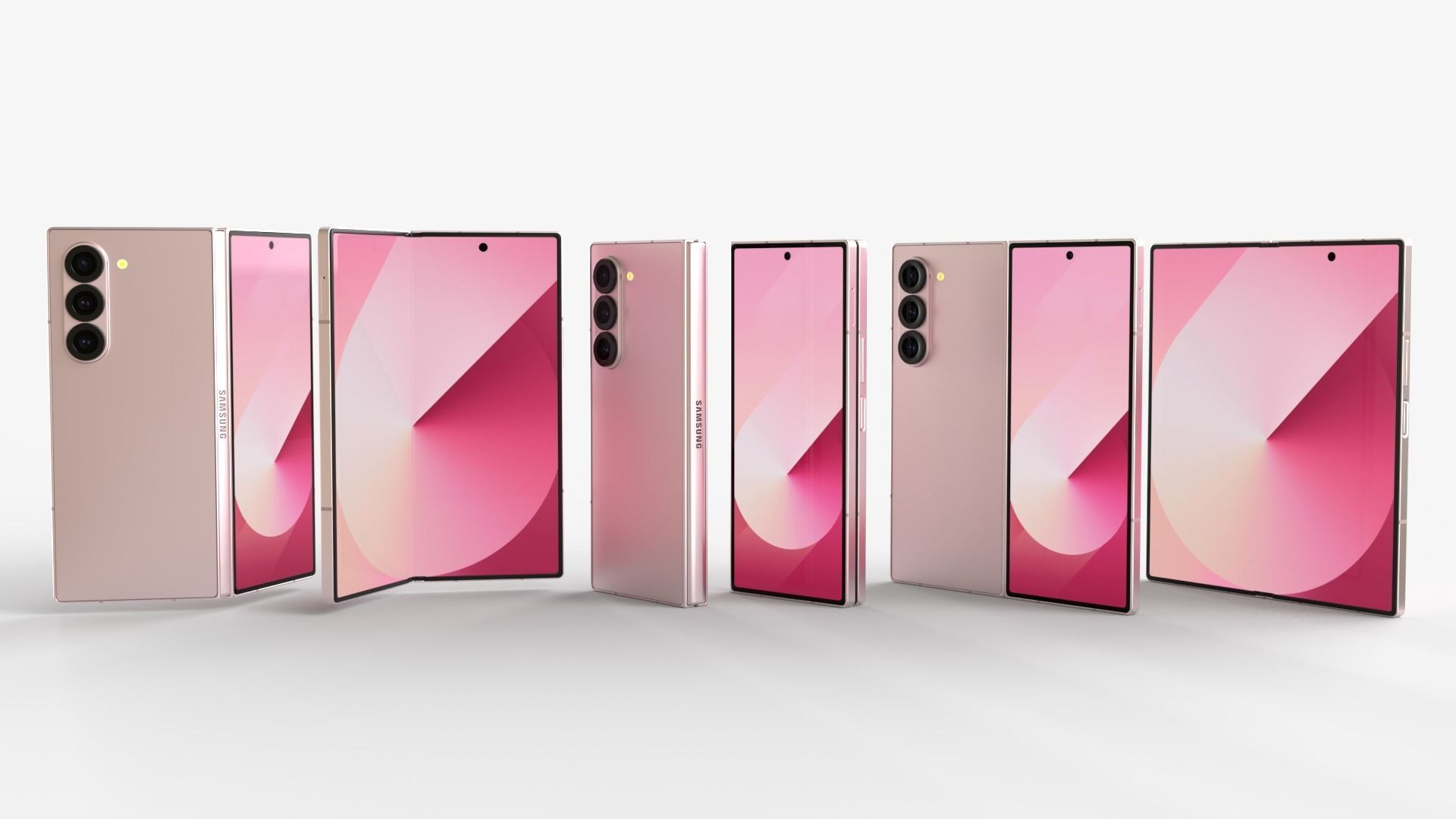 Samsung Galaxy Z Fold 6 Pink with pencil 3D model_3